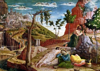 Christus am Ölberg, linke Predellentafel aus dem Altar des heiligen Zeno von Verona, 1456-60